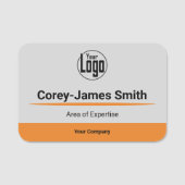 Berufliches Graues Schwarz-Orange-Logo Namensschild (Vorderseite)