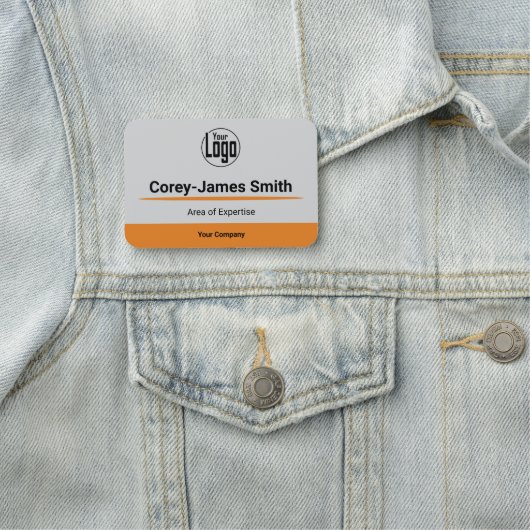 Berufliches Graues Schwarz-Orange-Logo Namensschild (Beispiel)