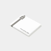 Berufliches graues u. weißes Streifen-Monogramm Post-it Klebezettel (angewinkelt)