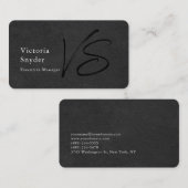 Berufliches Gray Black Monogram Visitenkarte (Vorne/Hinten)
