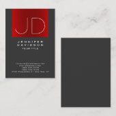 Berufliches Gray Red Stripe Monogram Visitenkarte (Vorne/Hinten)