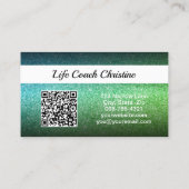 Berufliches Green Ombre Glitzer Custom Foto QR Visitenkarte (Rückseite)
