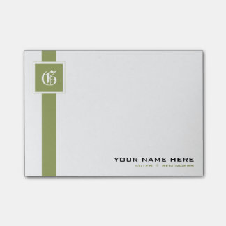Berufliches grünes u. weißes Streifen-Monogramm Post-it Klebezettel