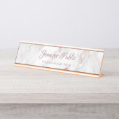 Berufliches handgeschriebenes Skript Elegante Rose Schreibtischnamensplakette (Vorderseite )