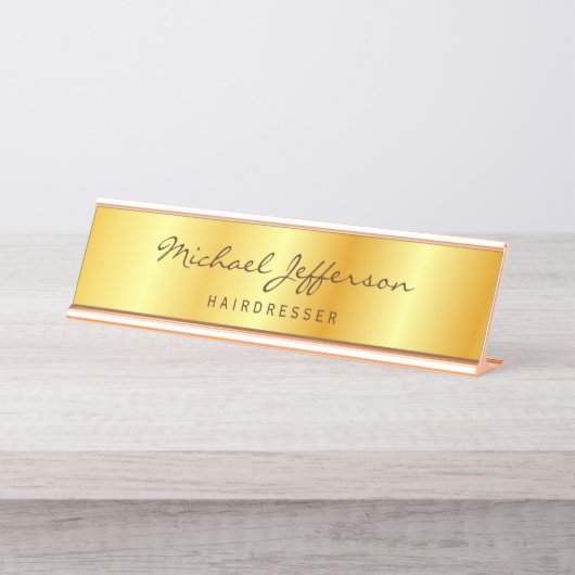 Berufliches Handschriftzeichen mit Goldfarbe Schreibtischnamensplakette (Vorderseite )