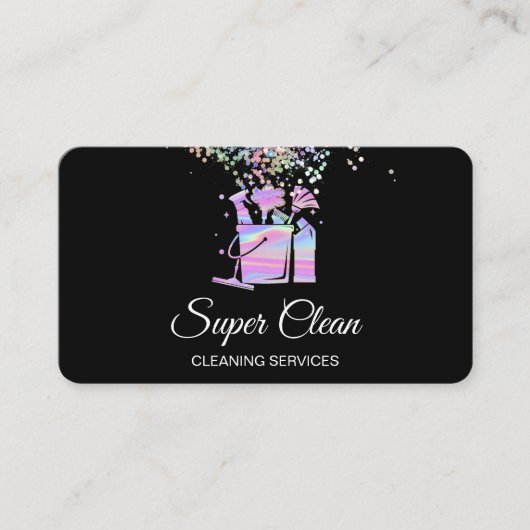 Berufliches Haus Reinigung Haushaltshilfe Holograp Visitenkarte (Vorderseite)