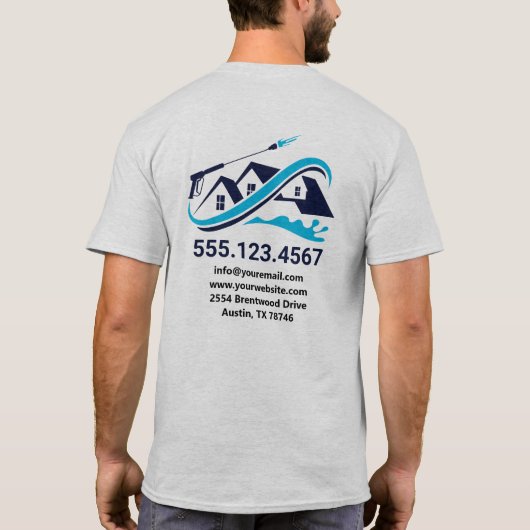 Berufliches Haus Reinigung Power Wash Navy Blue T-Shirt (Rückseite)
