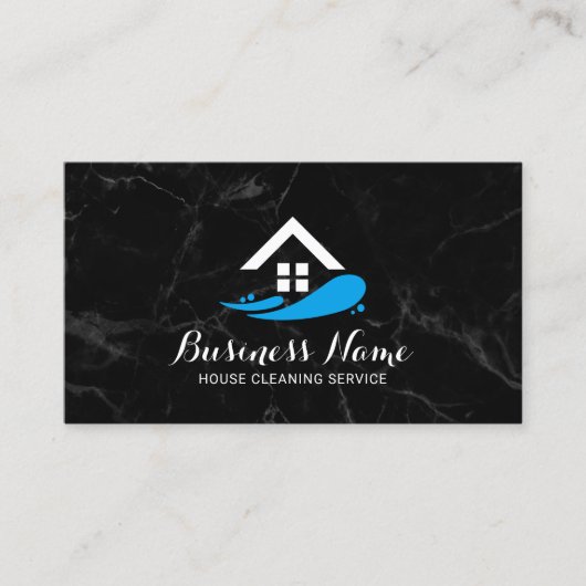 Berufliches Hausreinigungsservice Dunkle Marmor Visitenkarte (Vorderseite)