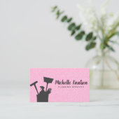 Berufliches Hausreinigungsservice Hot Pink Visitenkarte (Stehend Vorderseite)