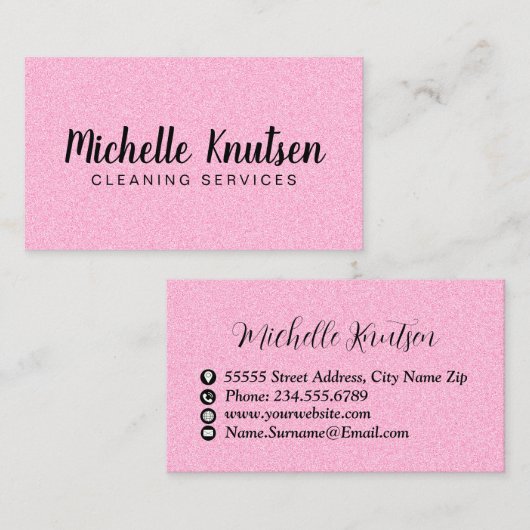 Berufliches Hausreinigungsservice Hot Pink Visitenkarte (Vorne/Hinten)