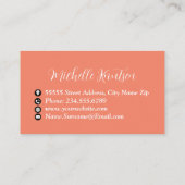 Berufliches Hausreinigungsservice Korallenpfirsich Visitenkarte (Rückseite)