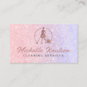 Berufliches Hausreinigungsservice Rosa Glitzer Visitenkarte (Vorderseite)