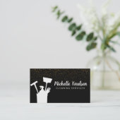 Berufliches Hausreinigungsservice schwarz Gold Visitenkarte (Stehend Vorderseite)