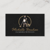 Berufliches Hausreinigungsservice schwarz Gold Visitenkarte (Vorderseite)