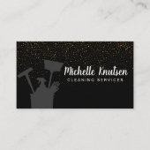 Berufliches Hausreinigungsservice schwarz Gold Visitenkarte (Vorderseite)