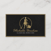 Berufliches Hausreinigungsservice schwarz Gold Visitenkarte (Vorderseite)