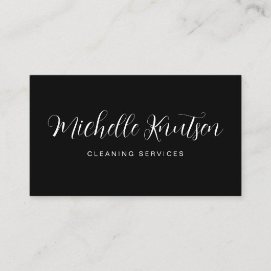 Berufliches Hausreinigungsservice Schwarz-weiß Visitenkarte (Vorderseite)