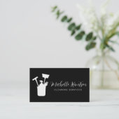 Berufliches Hausreinigungsservice Schwarz-weiß Visitenkarte (Stehend Vorderseite)