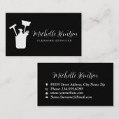 Berufliches Hausreinigungsservice Schwarz-weiß Visitenkarte (Vorne/Hinten)