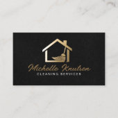 Berufliches Hausreinigungsservice Schwarzer Gold-B Visitenkarte (Vorderseite)