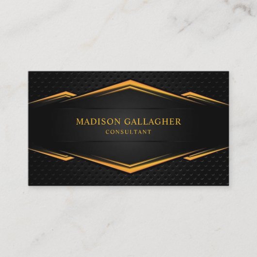 Berufliches, hellgelbes Schwarz und Gold Visitenkarte (Vorderseite)