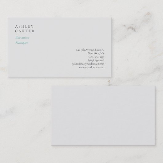 Berufliches hellgrau minimalistisch modernes visitenkarte (Vorne/Hinten)