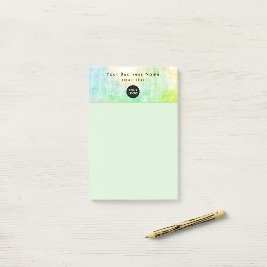 Berufliches, hellgrünes Logo 4x6 Post-it Klebezettel (Auf Schreibtisch)