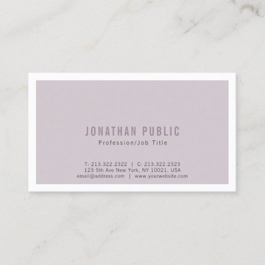 Berufliches, hoch entwickeltes Schlichtes modernes Visitenkarte (Vorderseite)