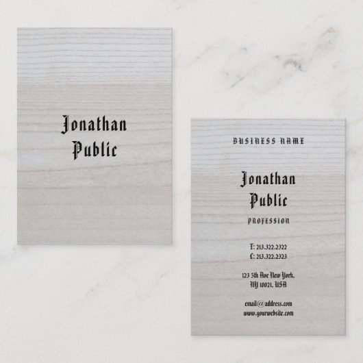 Berufliches Holz Aussehen Kalligraphie Elegant Tre Visitenkarte (Vorne/Hinten)