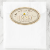 Berufliches Honey Label Elfenbeingoldene Ovale Ovaler Aufkleber (Tasche)