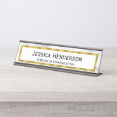 Berufliches Imitat-Gold und weißer Marmorblick Schreibtischnamensplakette (Vorderseite )