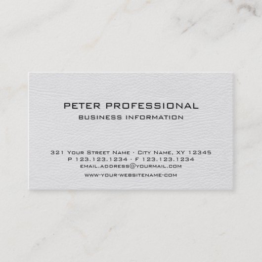 Berufliches Karten-weißes Leder-Foto des Visitenkarte (Vorderseite)