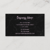 Berufliches Kirschblüten schwarzer Marmor Visitenkarte (Rückseite)