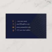 Berufliches klassisches Elegantes Blue Gold Visitenkarte (Rückseite)