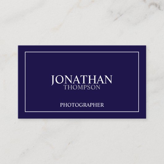 Berufliches klassisches Marine-Blau und Weiß Visitenkarte (Vorderseite)