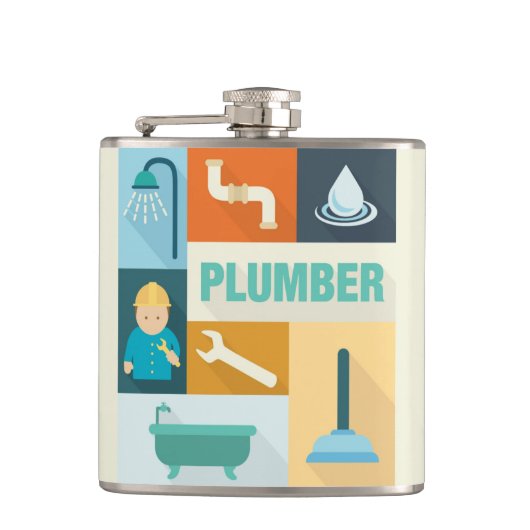 Berufliches Klempner-Iconic Flachmann (Vorderseite)