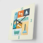 Berufliches Klempner-Iconic Quadratische Wanduhr (Winkel)