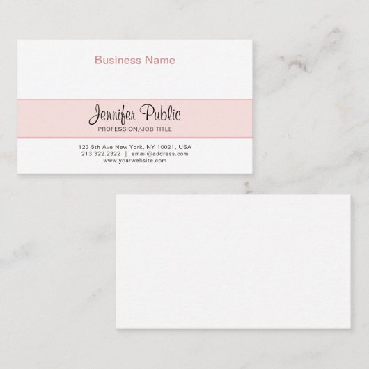 Berufliches kreatives Design Elegante Rosa Moderne Visitenkarte (Vorne/Hinten)