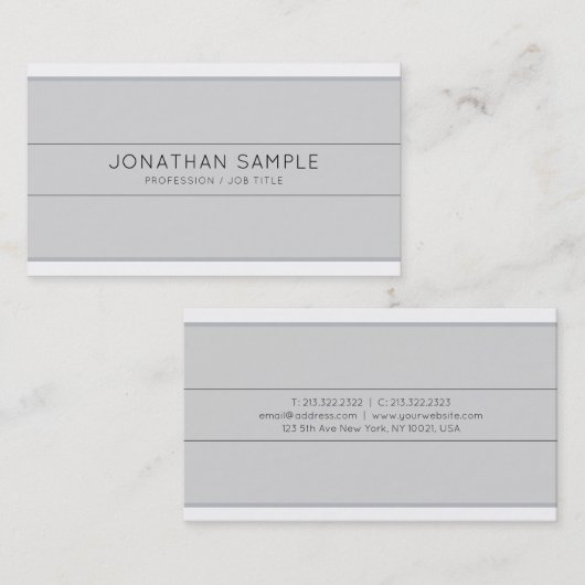 Berufliches kreatives Design Grau Schlicht Trendy Visitenkarte (Vorne/Hinten)