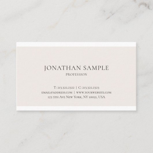 Berufliches kreatives Minimalistisches Design Schl Visitenkarte (Vorderseite)