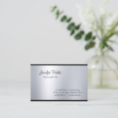 Berufliches, kreatives Script-Glam Silver Look Top Visitenkarte (Stehend Vorderseite)