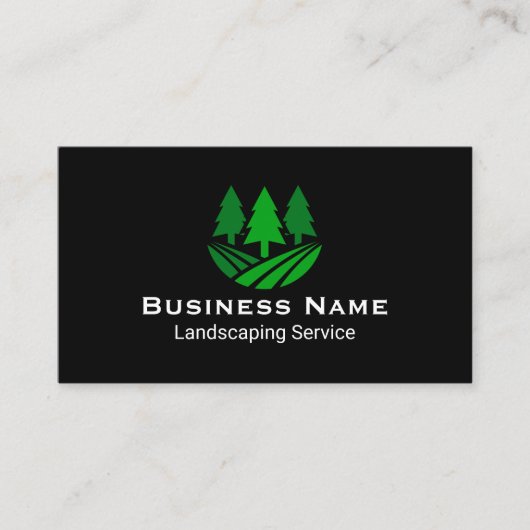 Berufliches Landscaping Dunkles Theme Visitenkarte (Vorderseite)