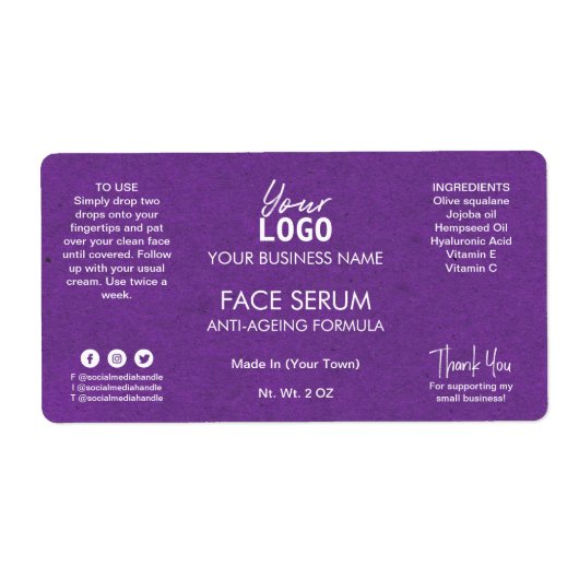 Berufliches Lila Gesicht und Haarölserum (Vorne)