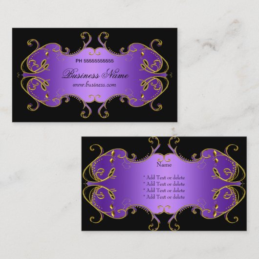 Berufliches Lila Schwarzes Gold Visitenkarte (Vorne/Hinten)