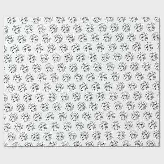 Berufliches Logo-Branding Schwarz-weißes Muster Geschenkpapier (Flach)