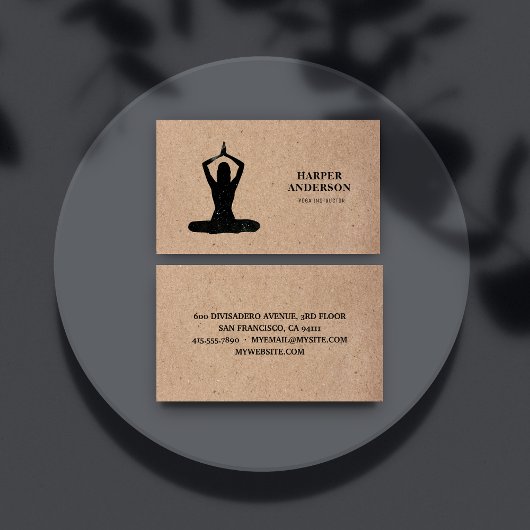 Berufliches Logo des Black Yoga Instructors Visitenkarte