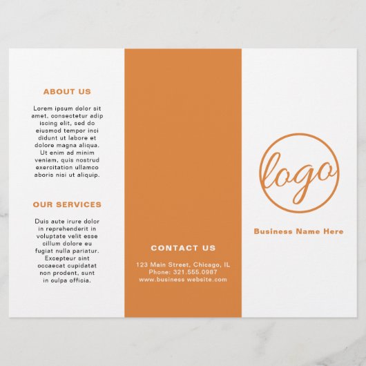 Berufliches Logo Einfache Orange-Trifold-Broschüre (Vorderseite)