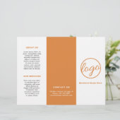 Berufliches Logo Einfache Orange-Trifold-Broschüre (Stehend Vorderseite)