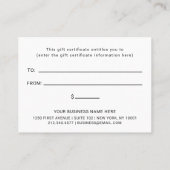 Berufliches Logo | Einfaches Geschenkzertifikat Rabattkarte (Rückseite)