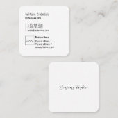Berufliches Logo Elegant Modernes, schlichtes Weiß Quadratische Visitenkarte (Vorne/Hinten)